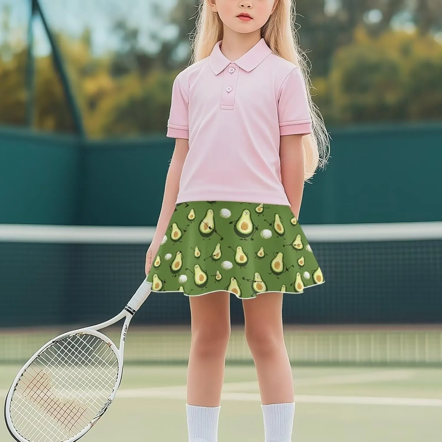 2-in-1 Tennis Skirts for Girls with Pockets Kids Built in Shorts Athletic Skorts Size 5-14