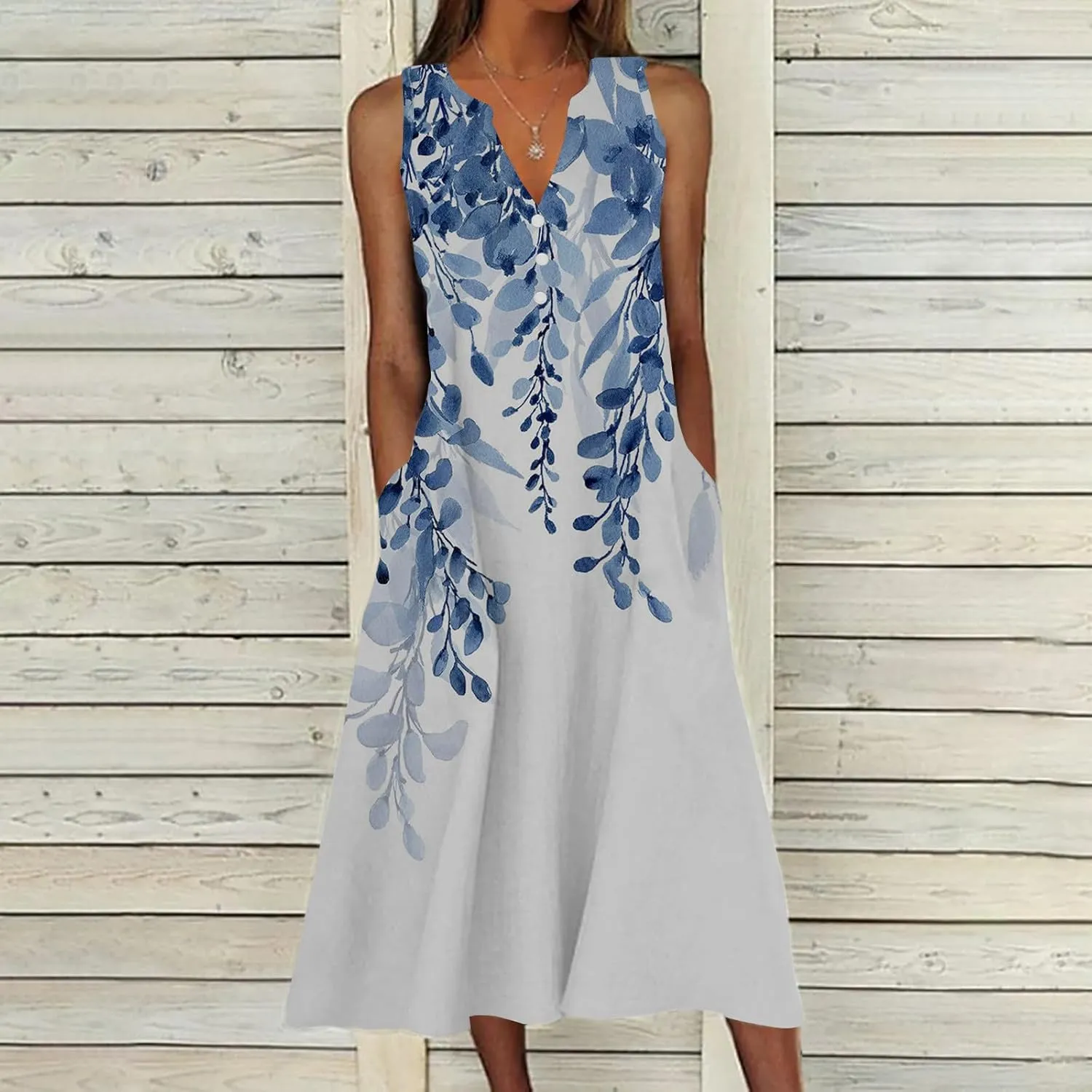 2025 Summer Dress Womens Clothes Sleeveless Boho Floral Tshirt Dress Casual Loose Beach Vacation Outfits Midi Dresses