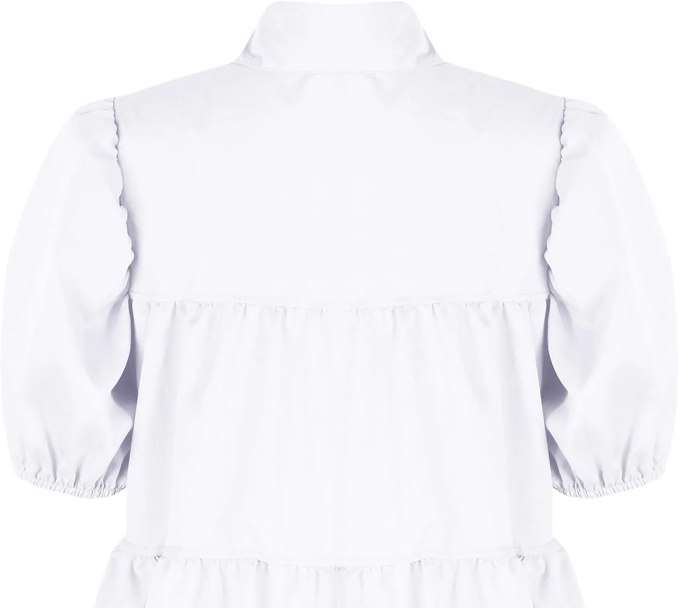 Akklian Womens Cute Babydoll Dresses Casual Loose Puff Sleeve Ruffle Button Down Pleated Shirt Dress Trendy Summer Mini Dress