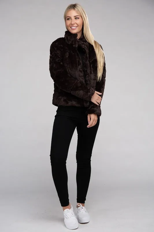 AMBIANCE APPAREL Fluffy Zip-Up Sweater Coat