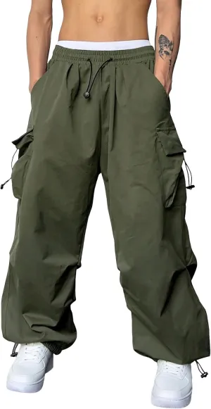 Baggy Cargo Pants for Men Y2k Gothic Streetwear Straight Wide Leg Cargo Pant Athletic Loose Fit Hip Hop Sweatpant with Pocket