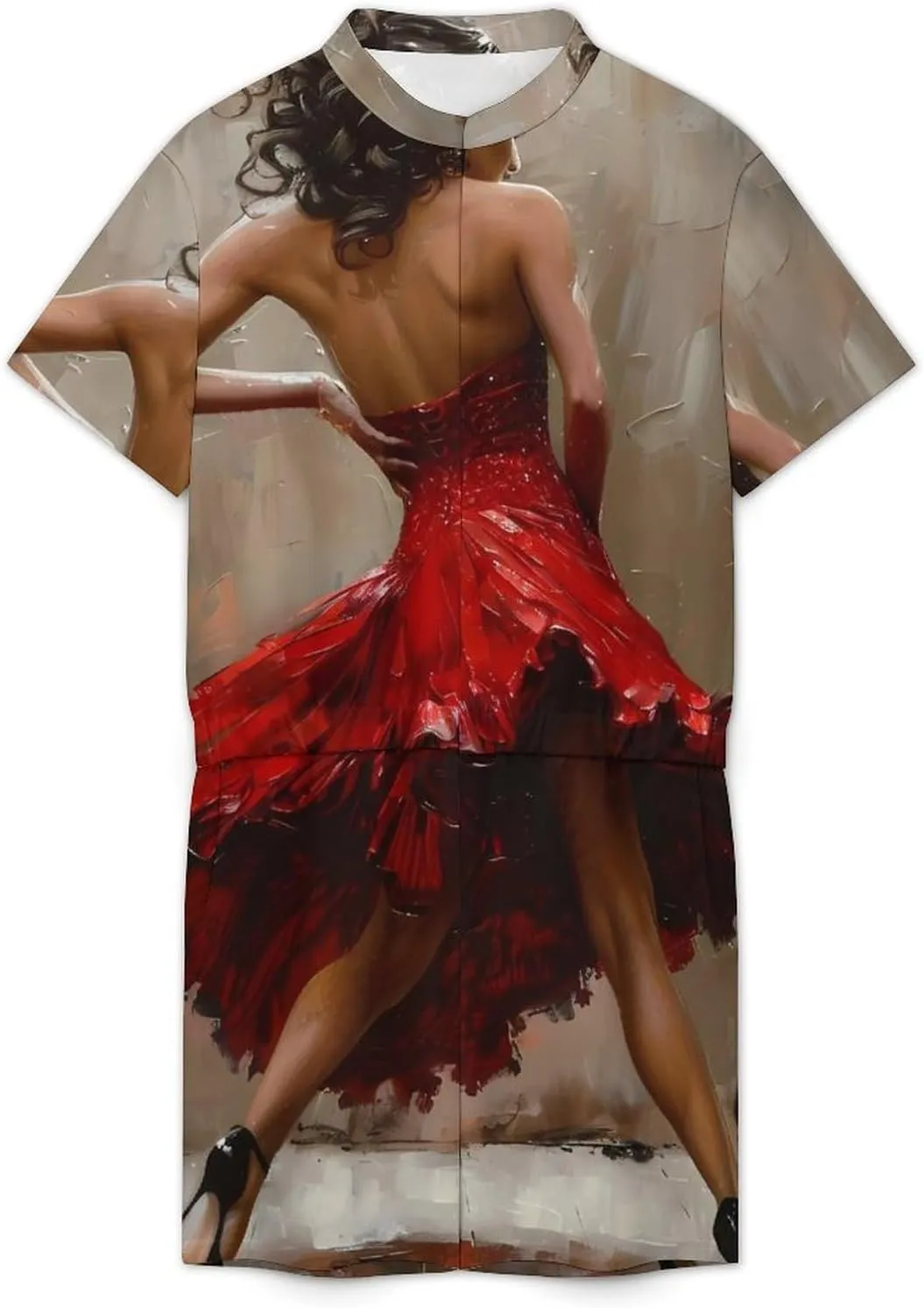 Black Women Dance in Red Dress Mens Short Sleeve Rompers Printed Slim Fit One Piece Jumpsuit with Pocket
