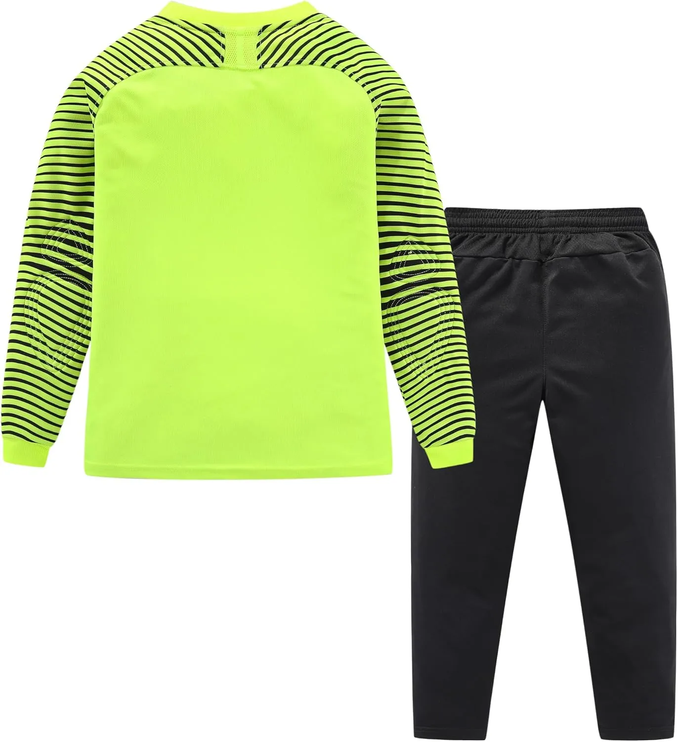 Boys Padded Goalkeeper Soccer Jersey and Pants Long Sleeve Goalie Uniform Kit for Kids and Youth