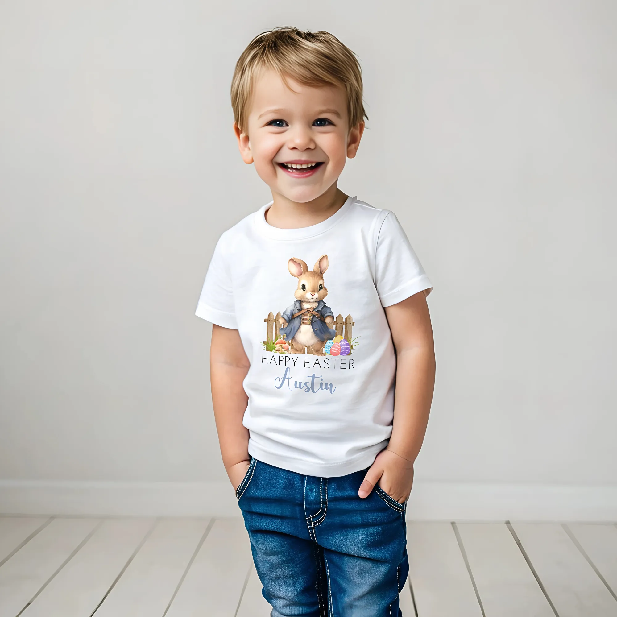 Boys' Personalised Bunny Easter T-shirt