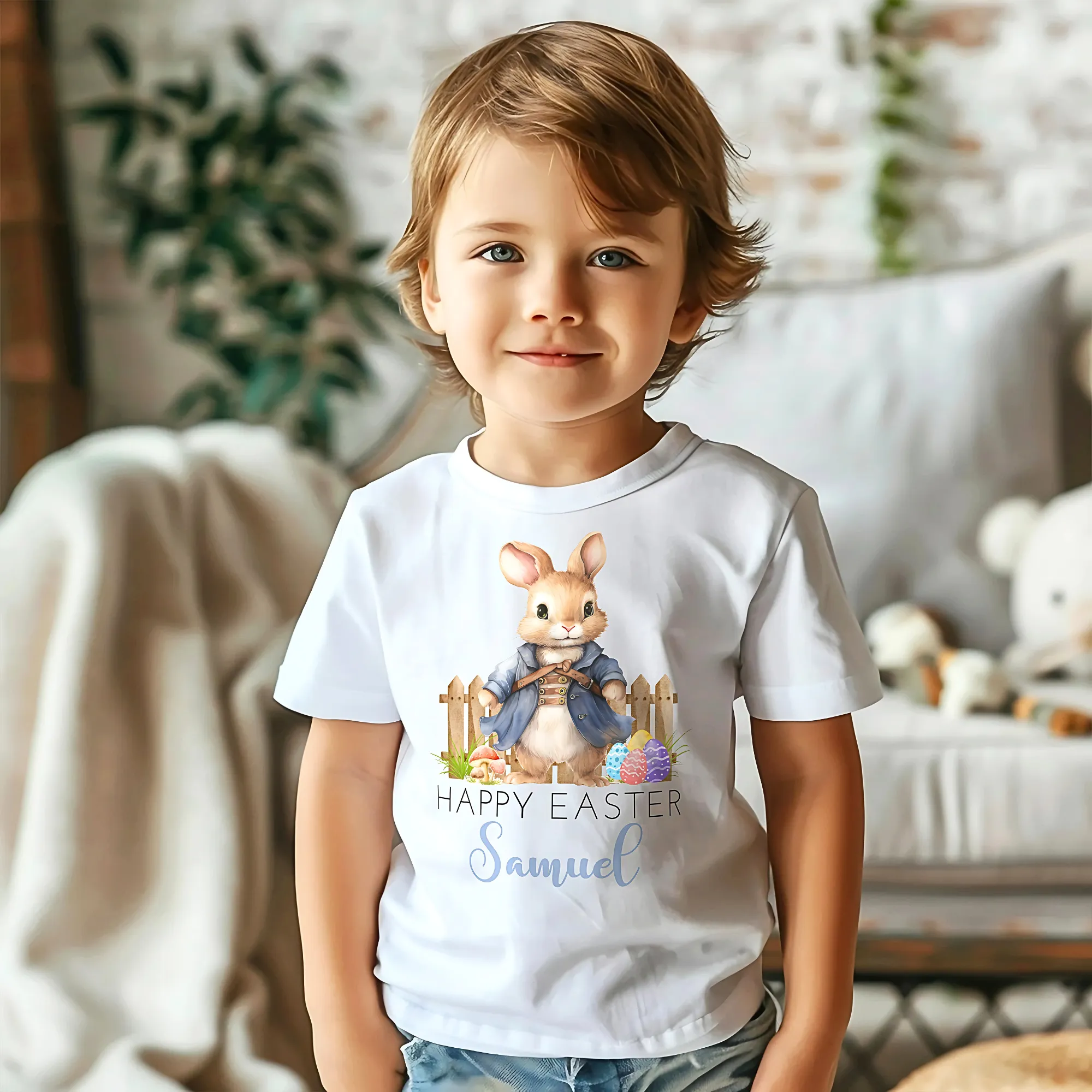 Boys' Personalised Bunny Easter T-shirt