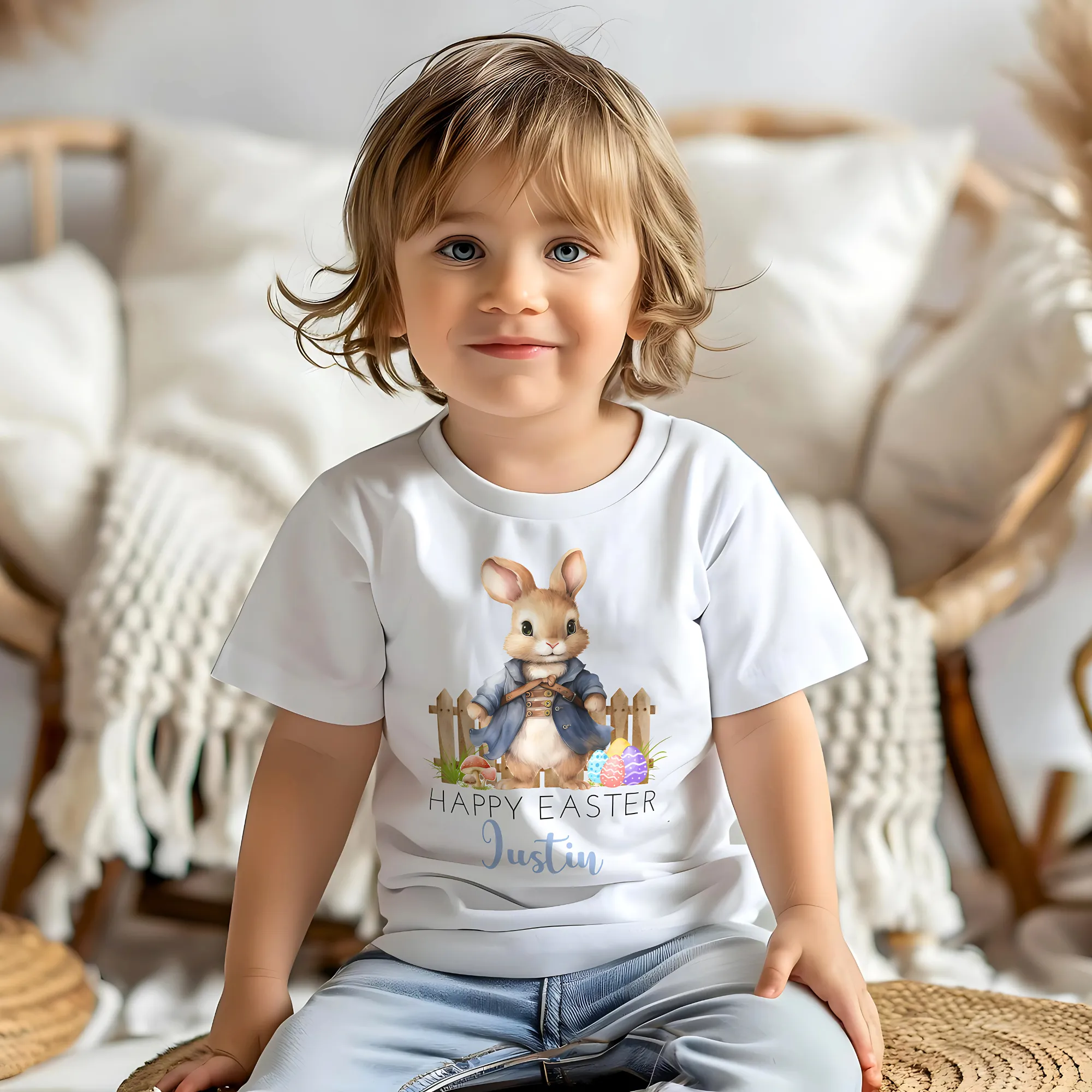 Boys' Personalised Bunny Easter T-shirt