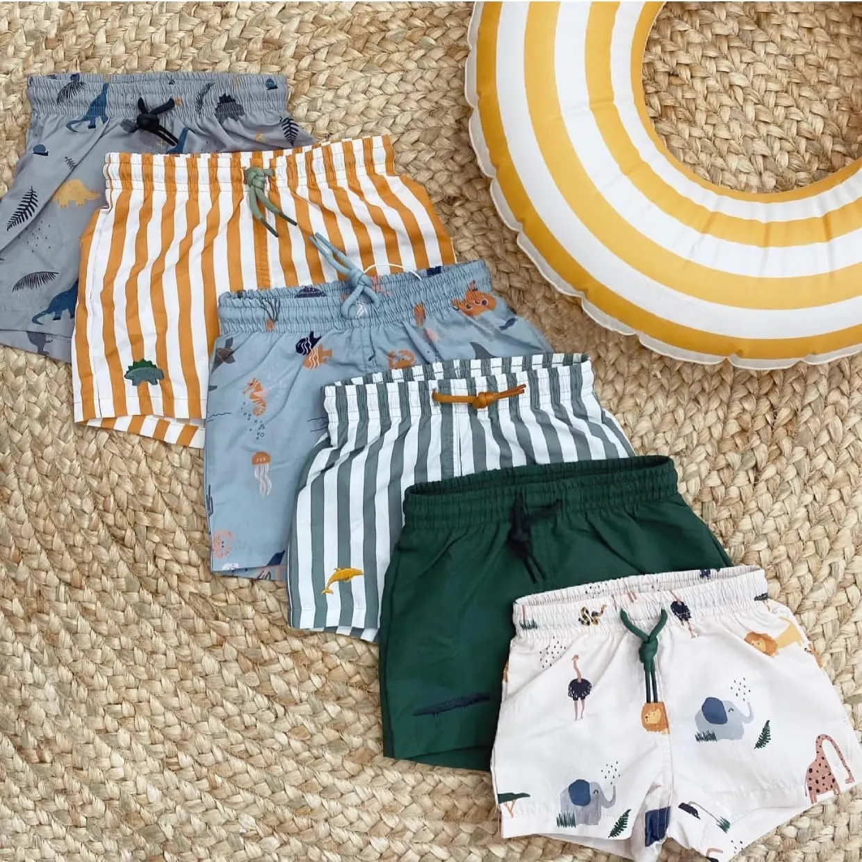 Boys Swim Trunks Quick Dry Beachwear Sport Swim Shorts Toddler Boy Swimwear Striped Bathing Suit Board Short 0-9 Year