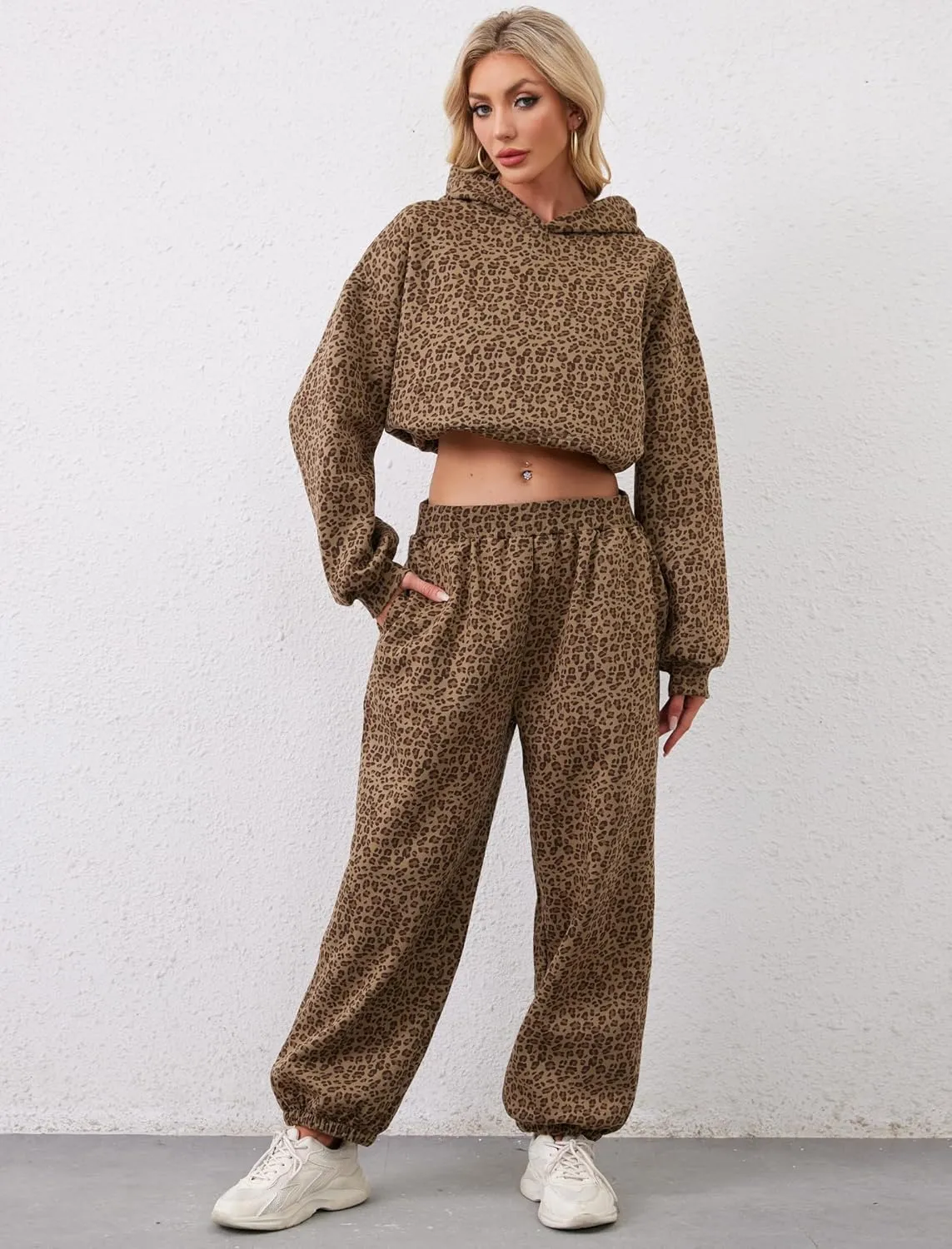 Camo Sweatsuits for Women Set 2 Piece Camo Hoodies Maple Leaf Print Oversized Sweatshirt Lounge Sets Fall Outfits