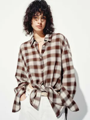 Checked Contrast Loose Shirt