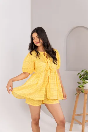 CHECKERED BLOUSE AND SHORTS