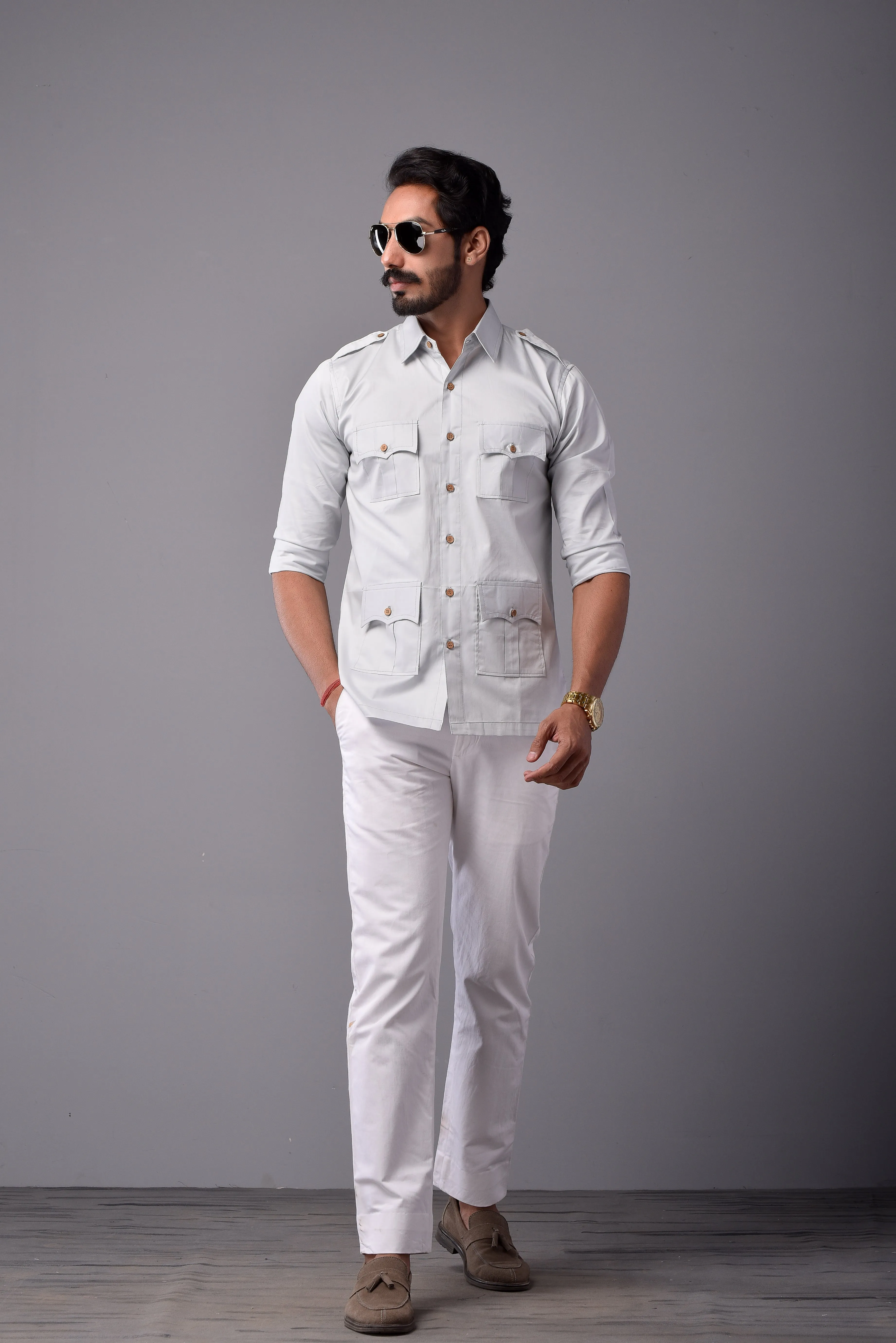 Comfy Ice Blue Hunting Style Shirt