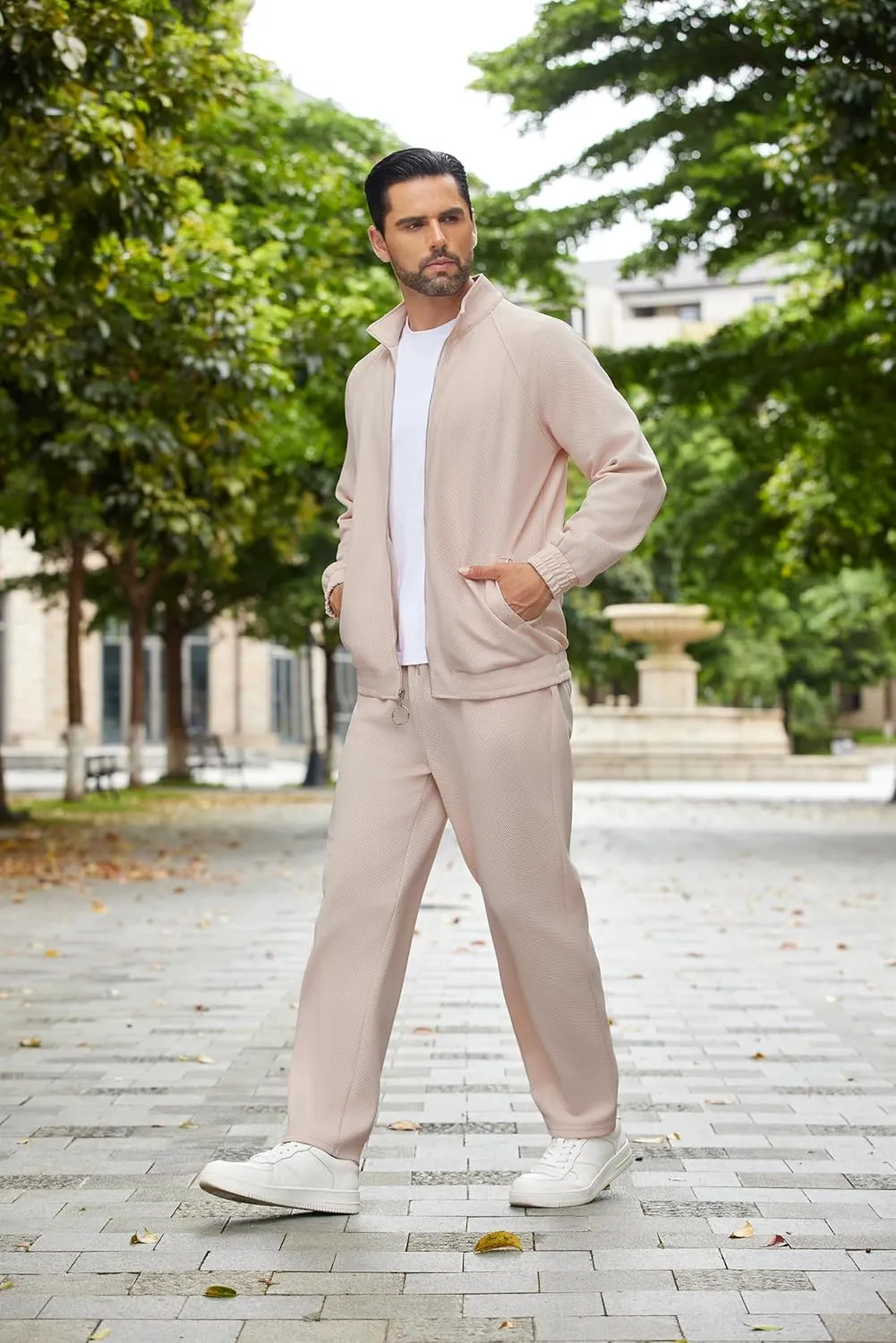 COOFANDY Mens 2 Piece Tracksuit Casual Sweatsuits Full Zip Track Suits Jogging Athletic Suit Sets