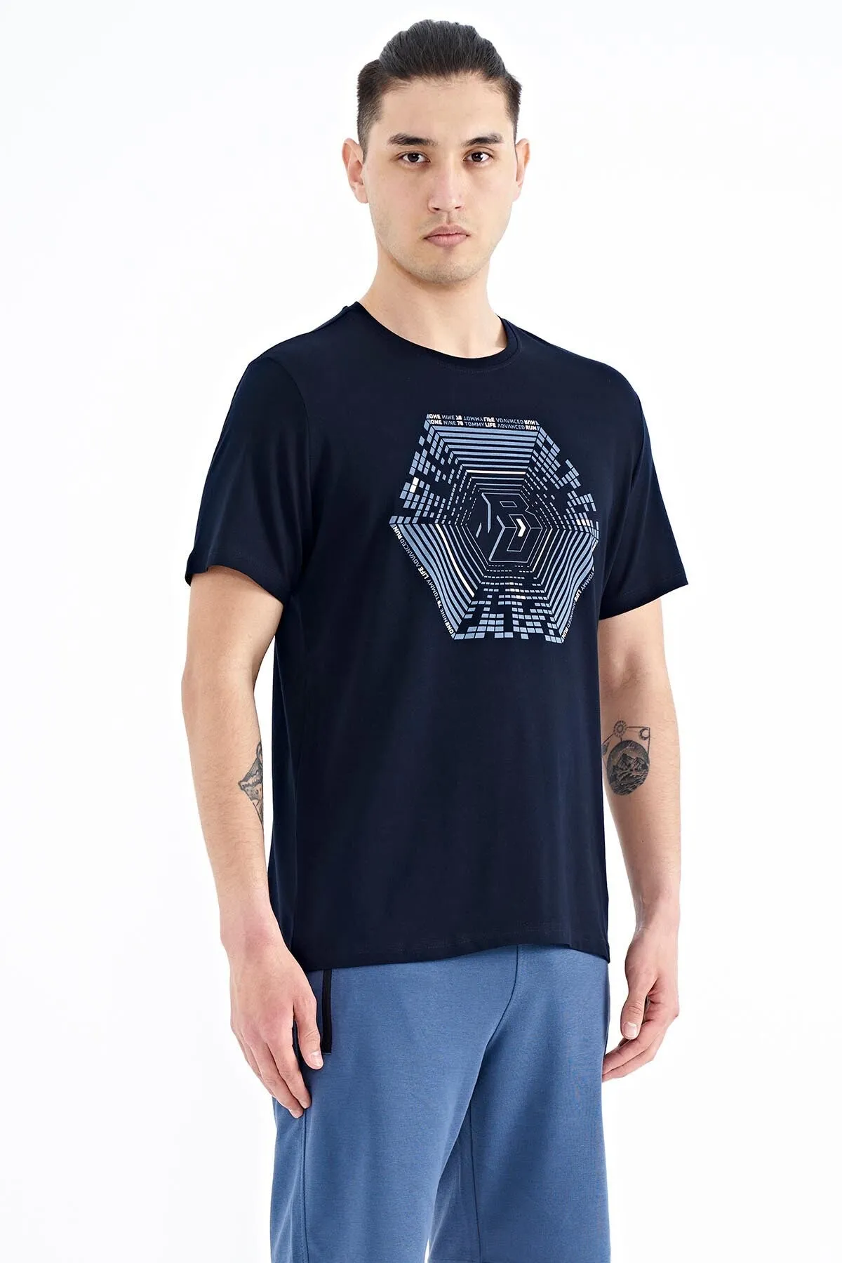 desen baskili standart kalip erkek t-shirt - 88231