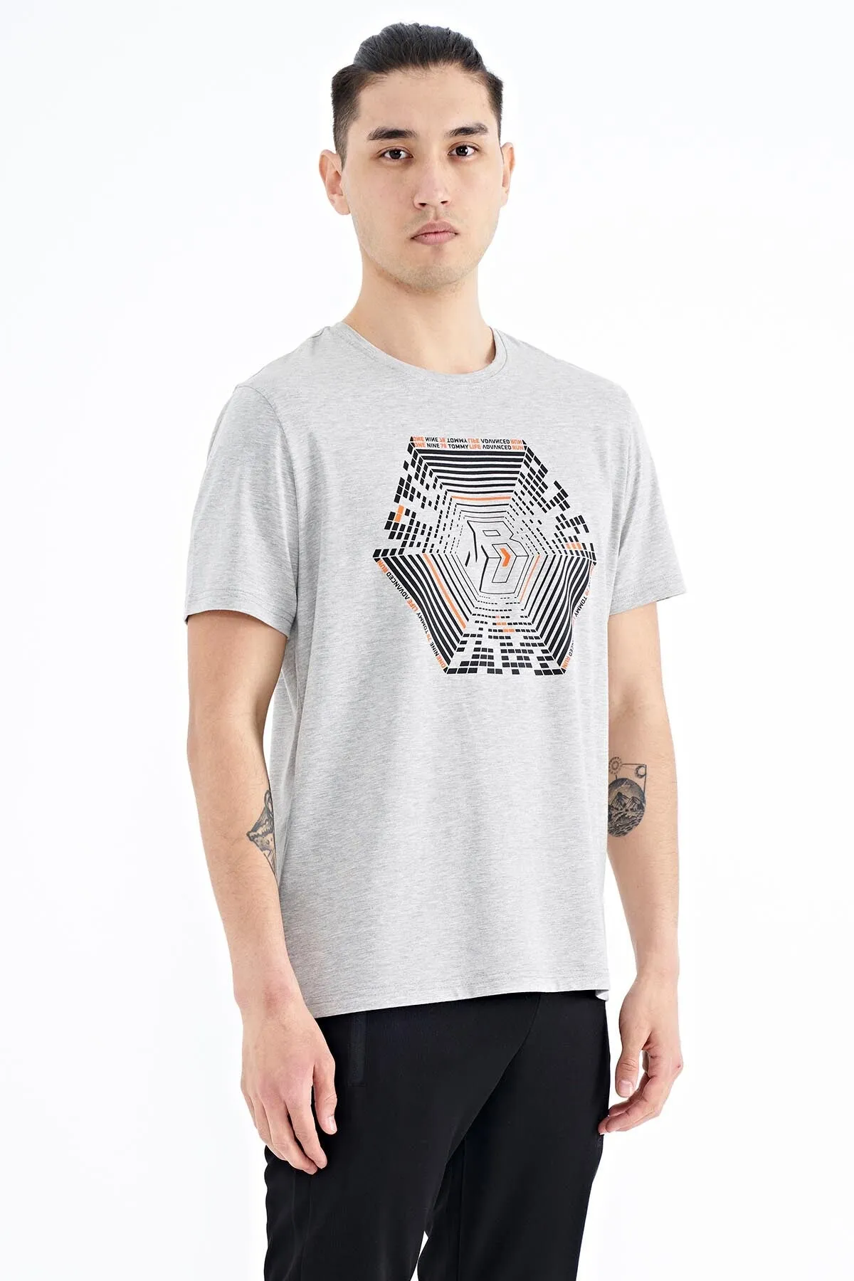 desen baskili standart kalip erkek t-shirt - 88231