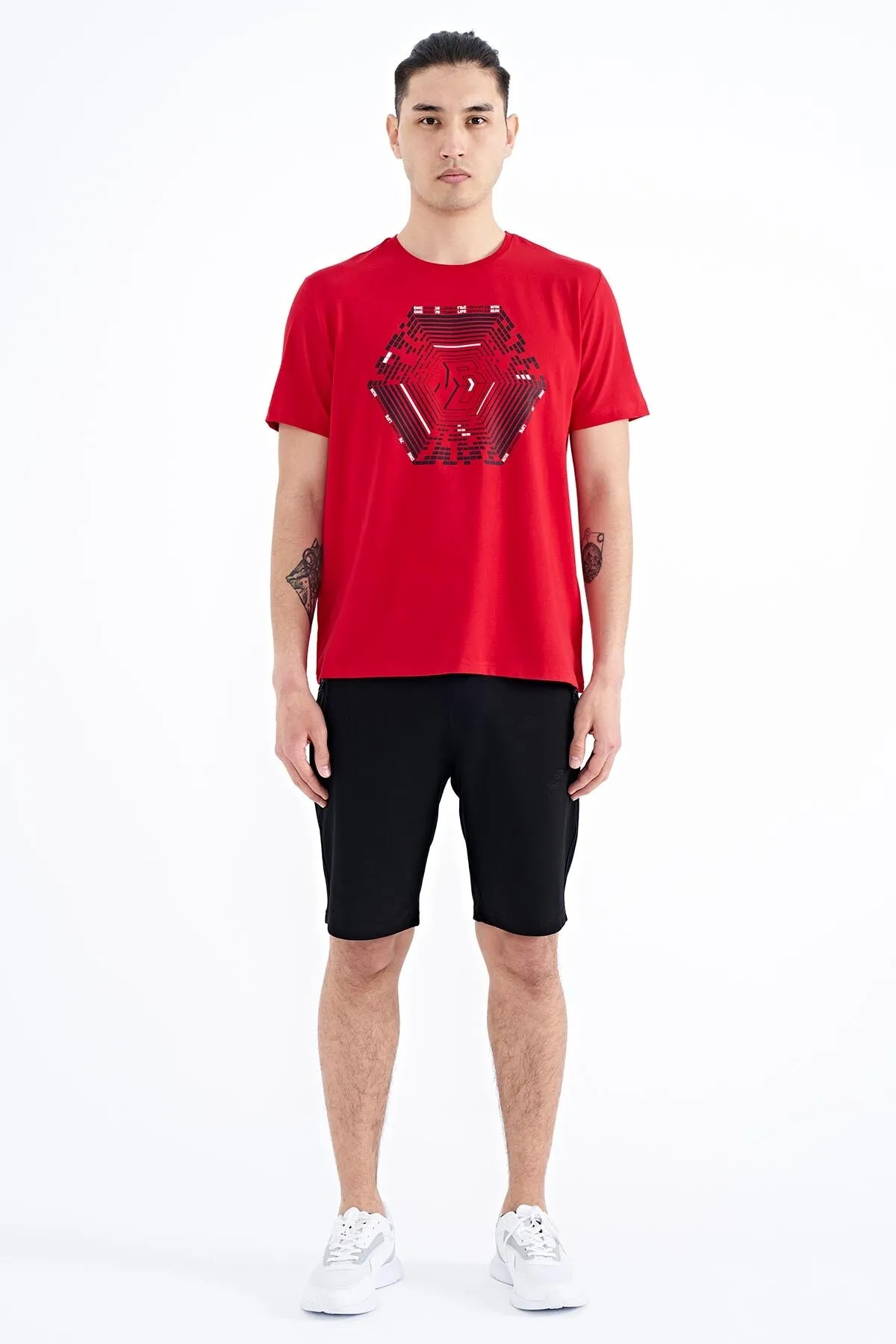 desen baskili standart kalip erkek t-shirt - 88231