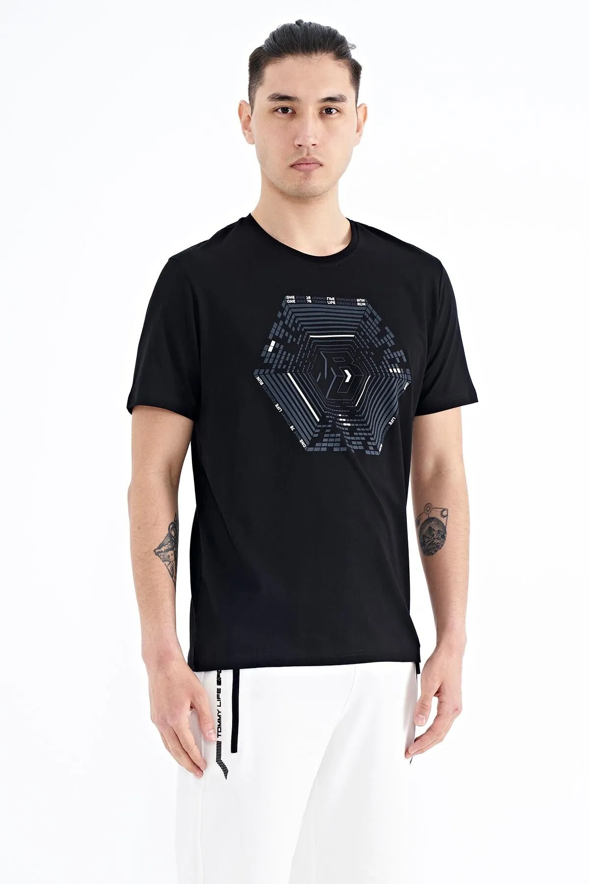 desen baskili standart kalip erkek t-shirt - 88231