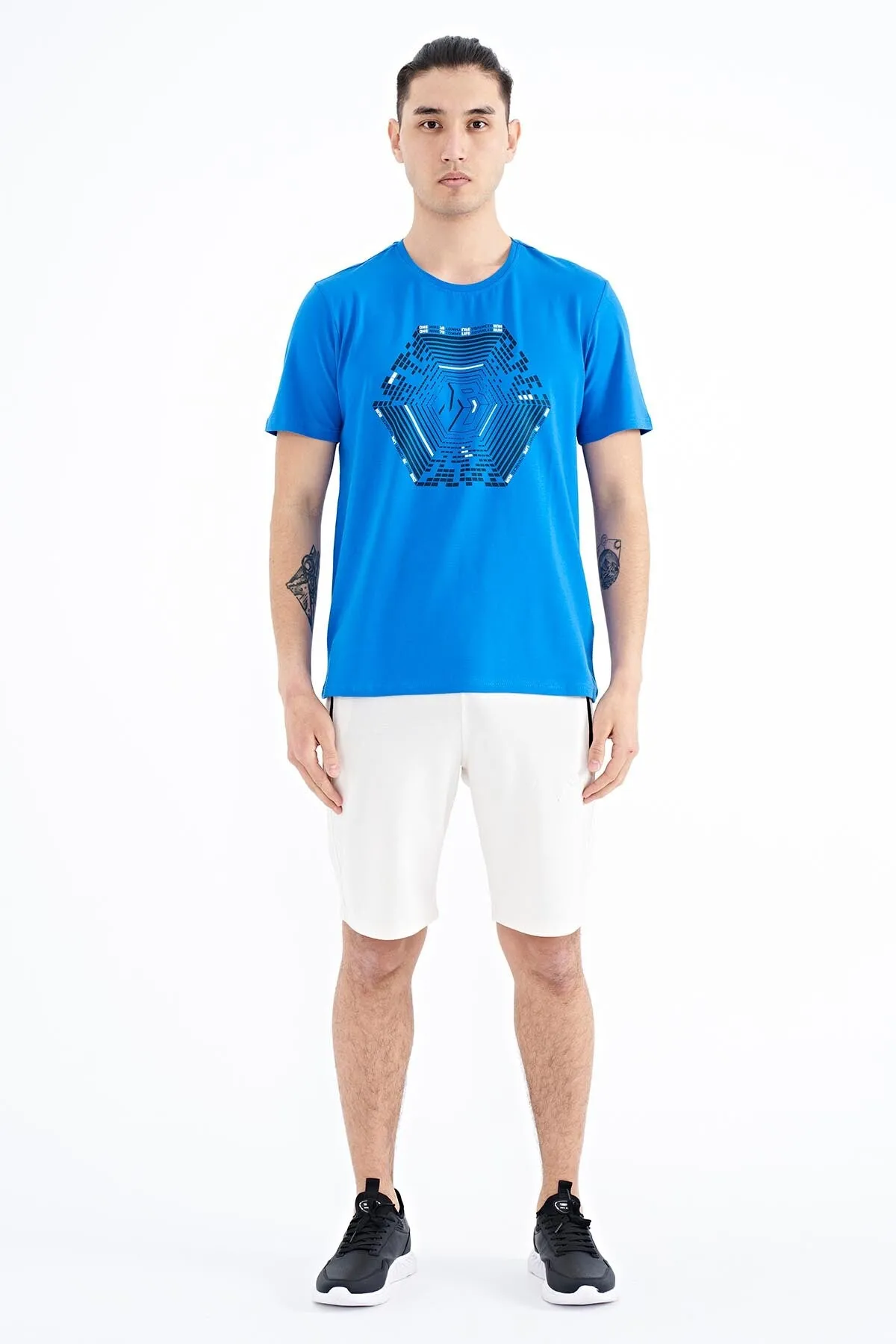 desen baskili standart kalip erkek t-shirt - 88231