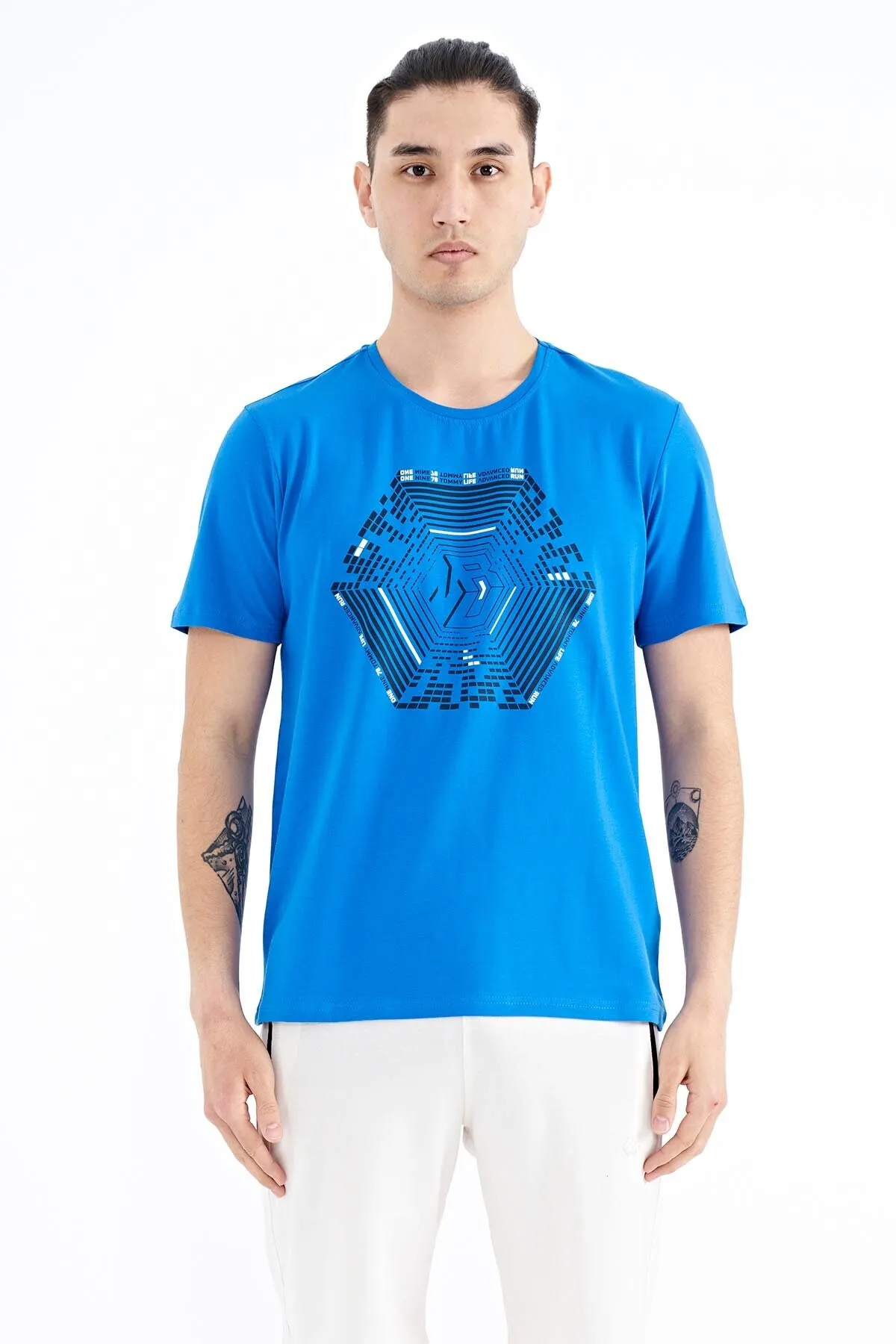 desen baskili standart kalip erkek t-shirt - 88231