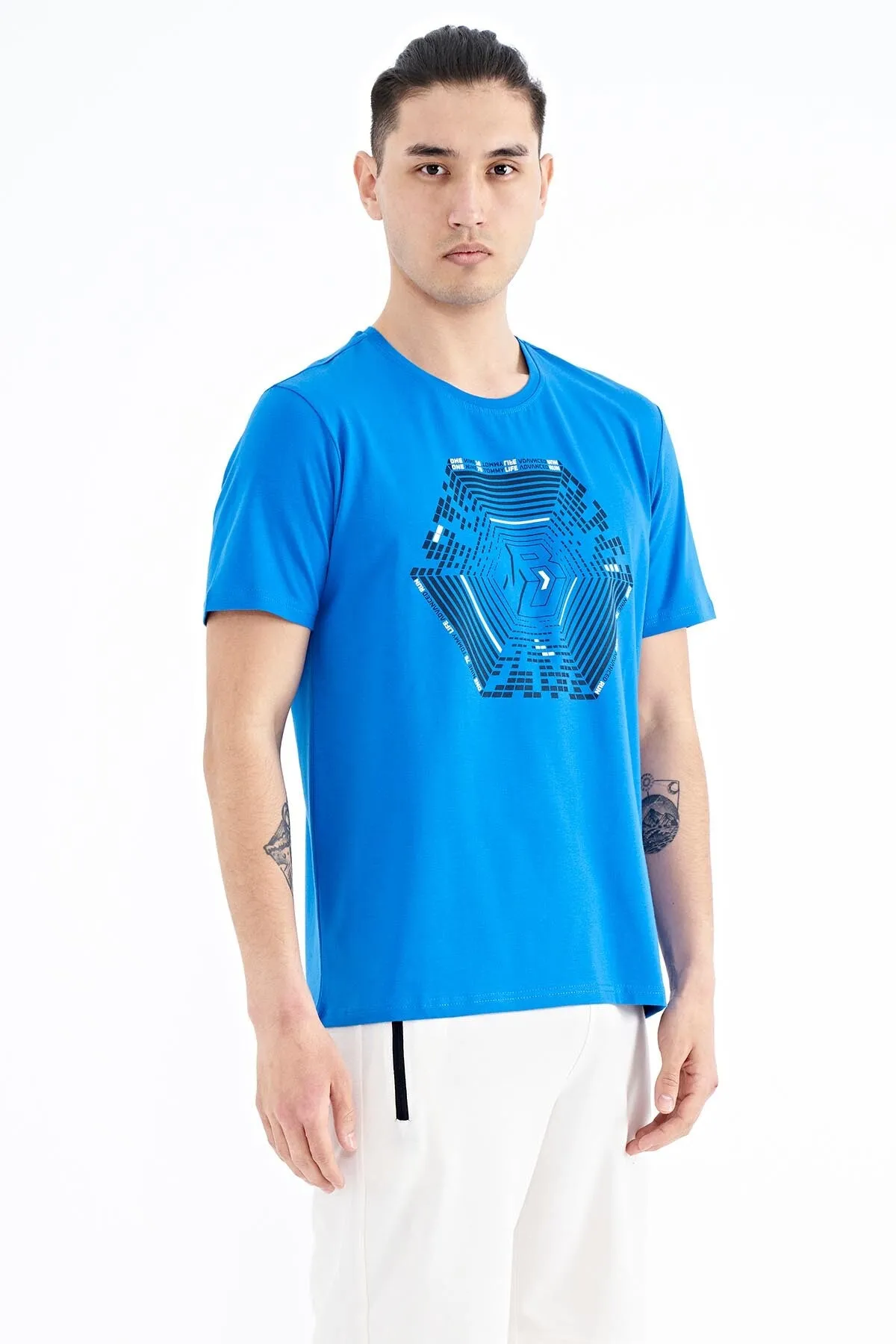 desen baskili standart kalip erkek t-shirt - 88231