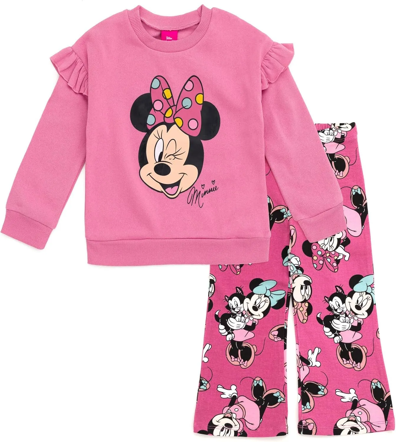 Disney Minnie Mouse Mickey Mouse Fleece Sweatshirt & Flare Leggings Outfit Set Infant to Big Kid Sizes (18 Months - 10-12)