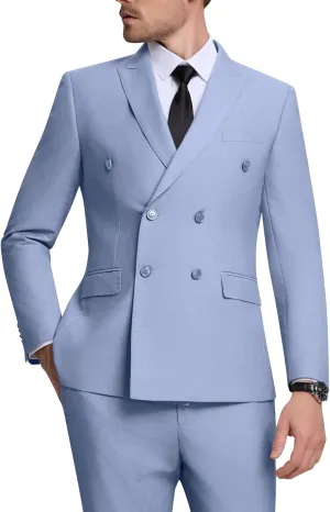 Double Breasted Suit Men Slim Fit 2 Pieces Suit Blazer Pants Formal 2 Button Tuxedo Jacket for Wedding Business Prom