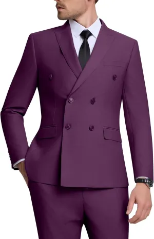 Double Breasted Suit Men Slim Fit 2 Pieces Suit Blazer Pants Formal 2 Button Tuxedo Jacket for Wedding Business Prom
