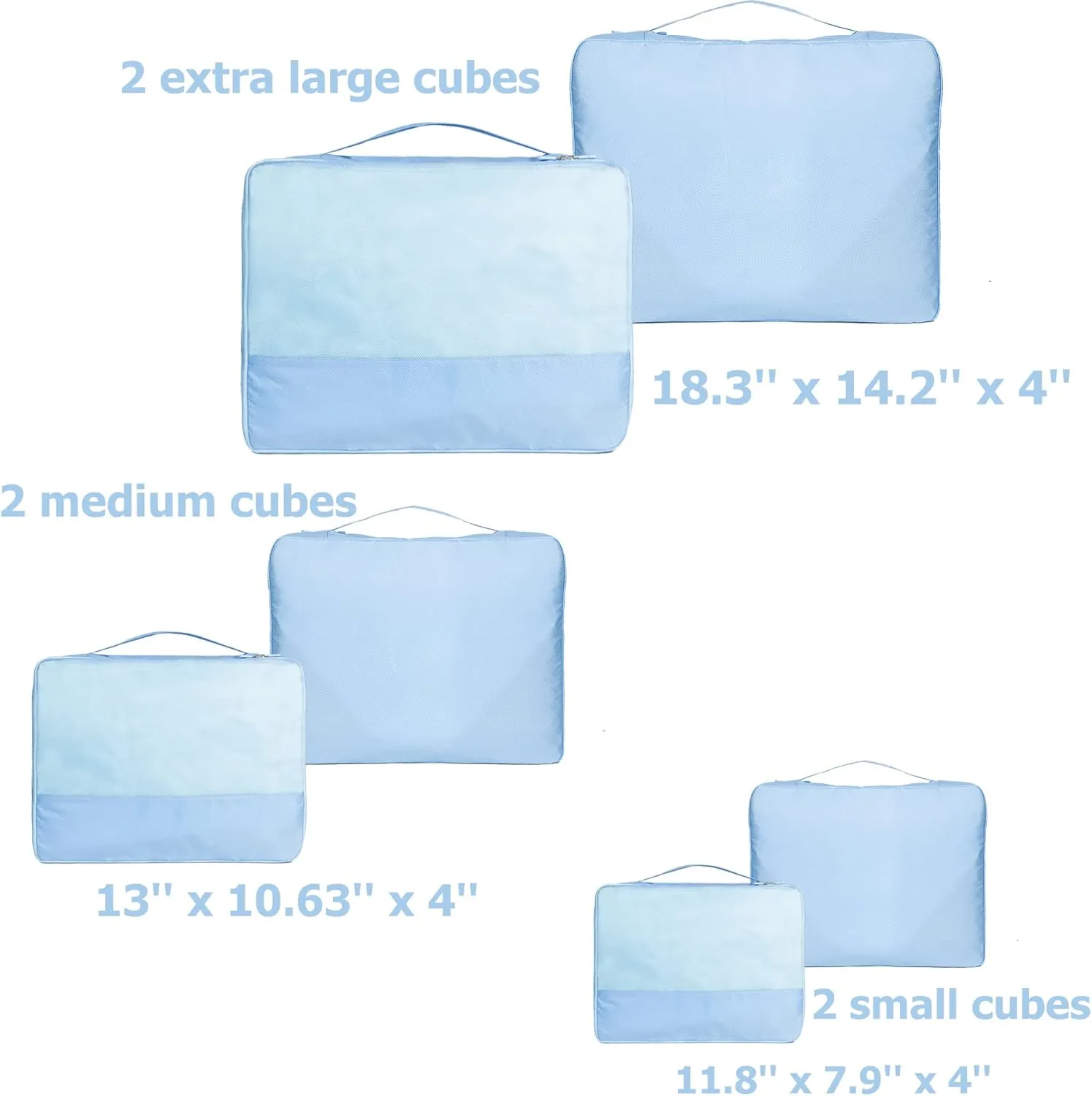 DoubleTrip Extra Large Packing Cubes for Travel Suitcase Organizer - Fit 28inch Luggage Set of 6 with 3 Sizes Travel Cubes Space Saver Baggage Bag