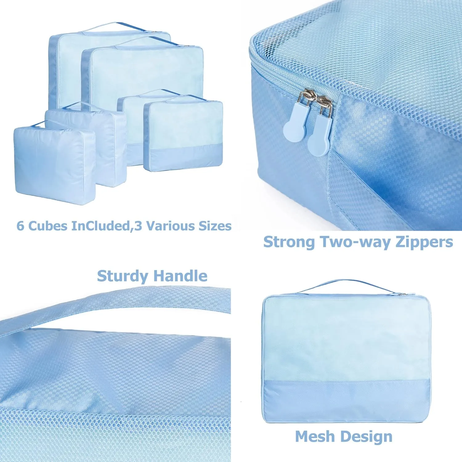 DoubleTrip Extra Large Packing Cubes for Travel Suitcase Organizer - Fit 28inch Luggage Set of 6 with 3 Sizes Travel Cubes Space Saver Baggage Bag