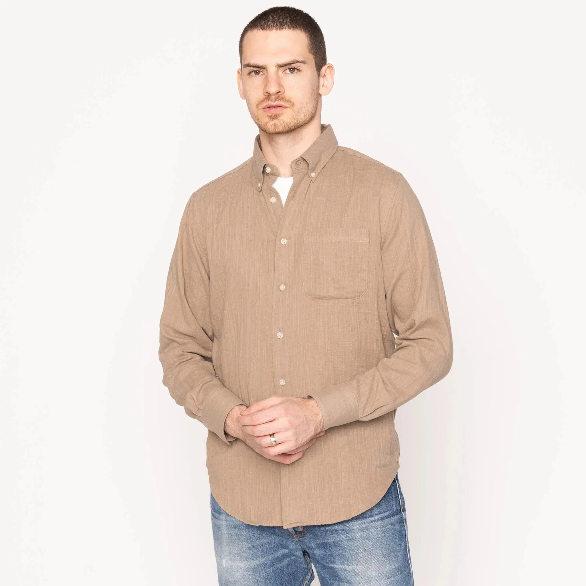 Easy Shirt Double Wave Slub Gauze (Sand)
