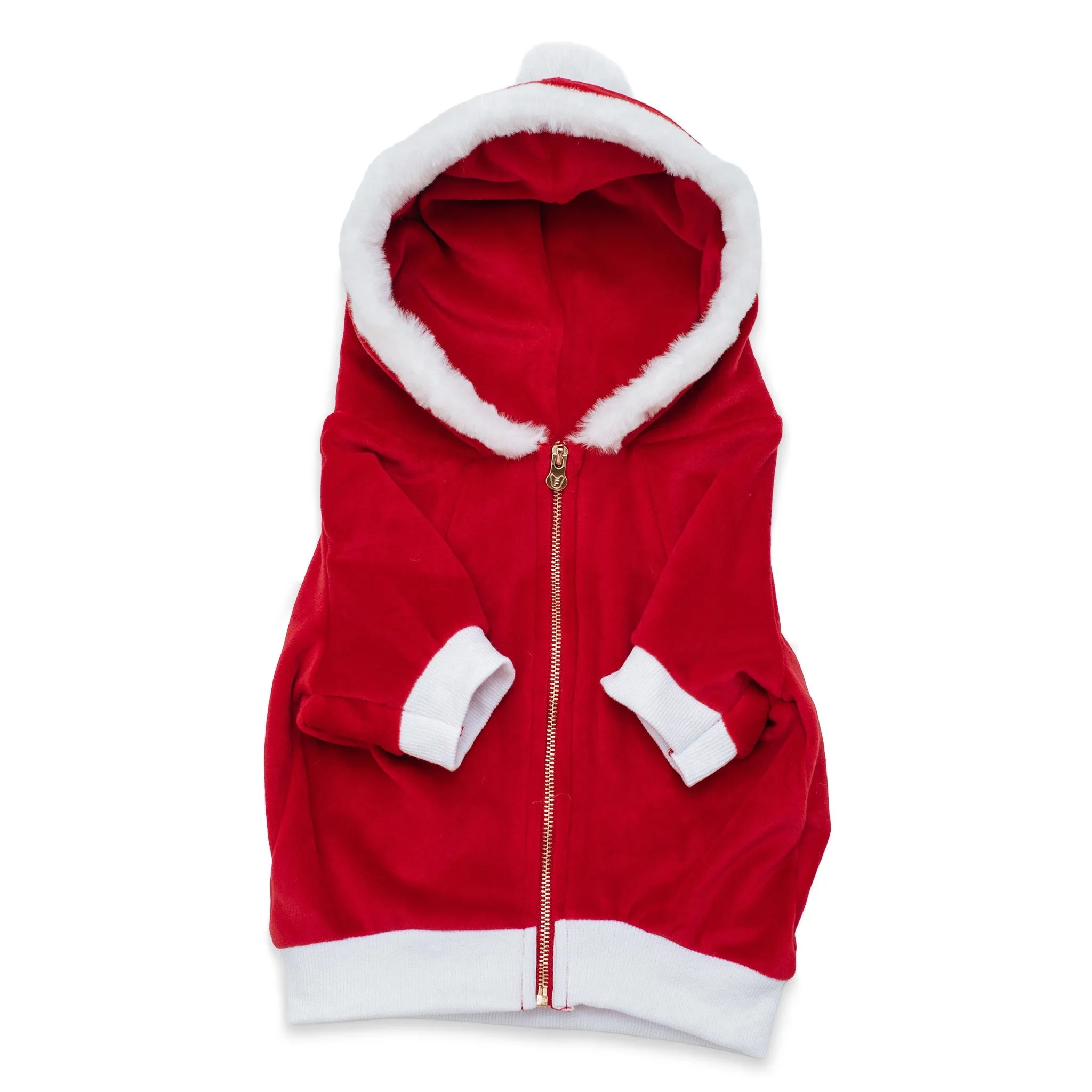 Frenchie Dog Hoodie - Red Santa