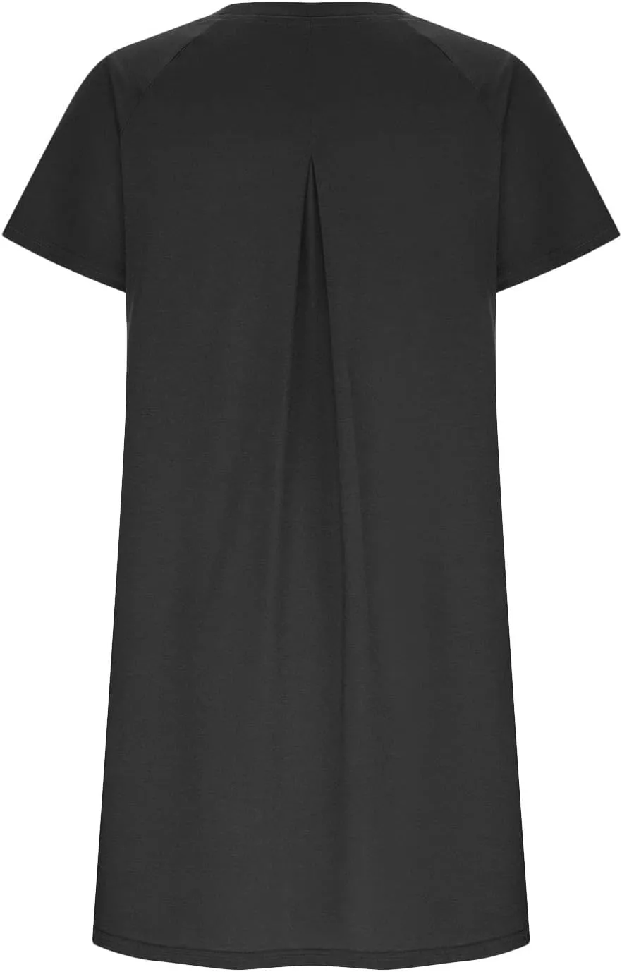 FZYLQY Casual T Shirt Dress for Women Short Sleeve Comfy Loose Fit Summer Tunic Mini Dress with Pockets 2025 Trendy Outfits