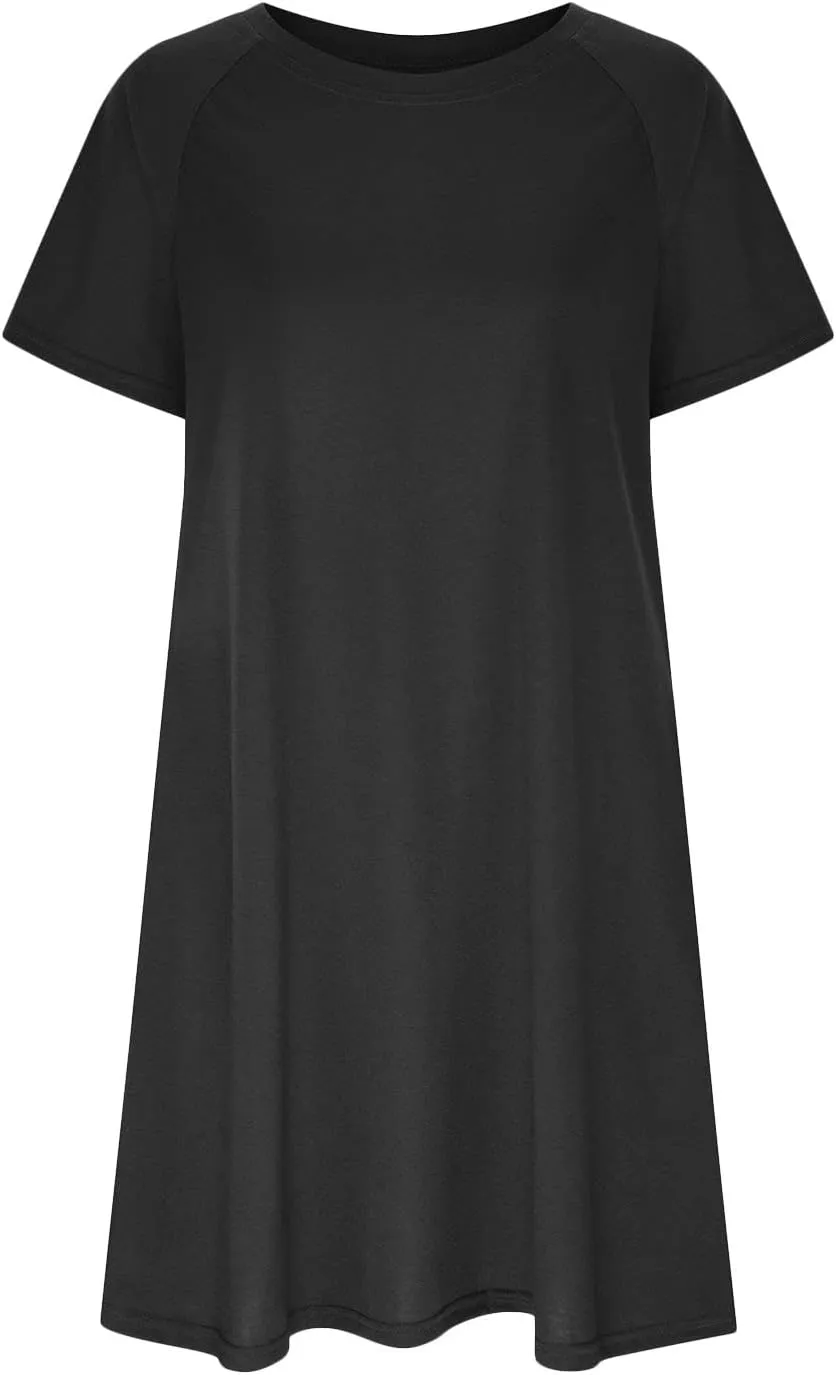 FZYLQY Casual T Shirt Dress for Women Short Sleeve Comfy Loose Fit Summer Tunic Mini Dress with Pockets 2025 Trendy Outfits