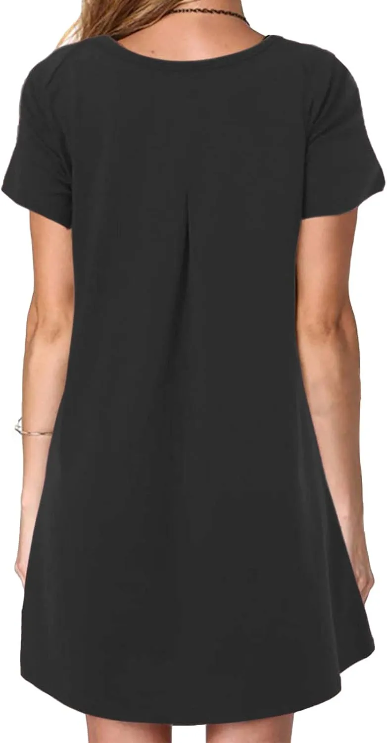 FZYLQY Casual T Shirt Dress for Women Short Sleeve Comfy Loose Fit Summer Tunic Mini Dress with Pockets 2025 Trendy Outfits