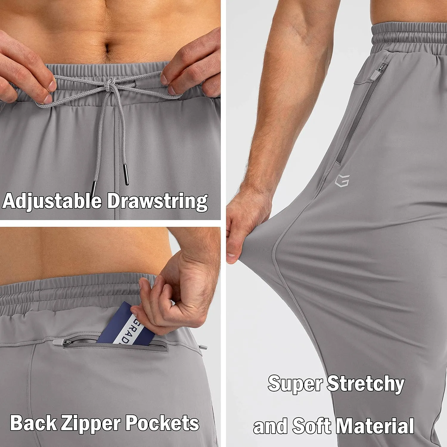 G Gradual Men's Sweatpants with Zipper Pockets Tapered Joggers for Men Athletic Pants for Workout, Jogging, Running