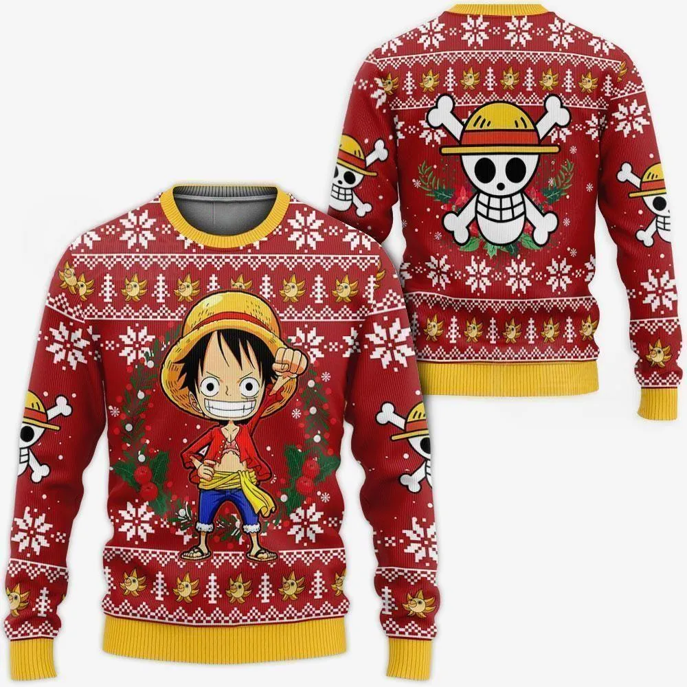 Giftngon - Luffy Ugly Christmas Sweater One Piece Anime Xmas