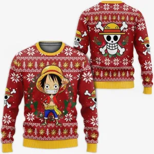 Giftngon - Luffy Ugly Christmas Sweater One Piece Anime Xmas
