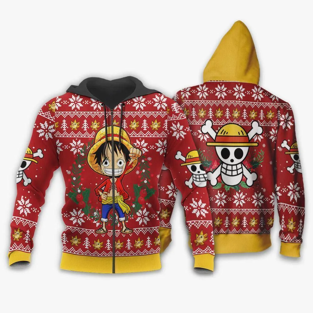 Giftngon - Luffy Ugly Christmas Sweater One Piece Anime Xmas