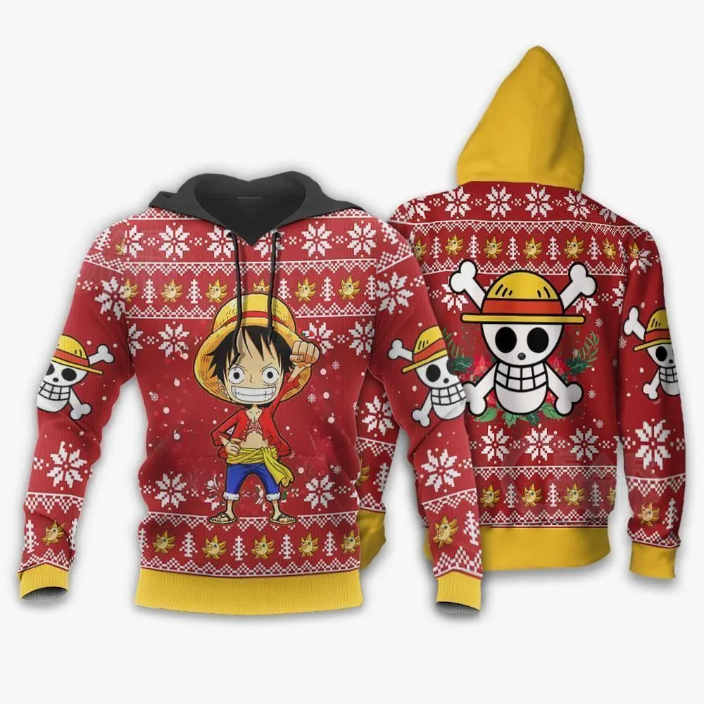 Giftngon - Luffy Ugly Christmas Sweater One Piece Anime Xmas