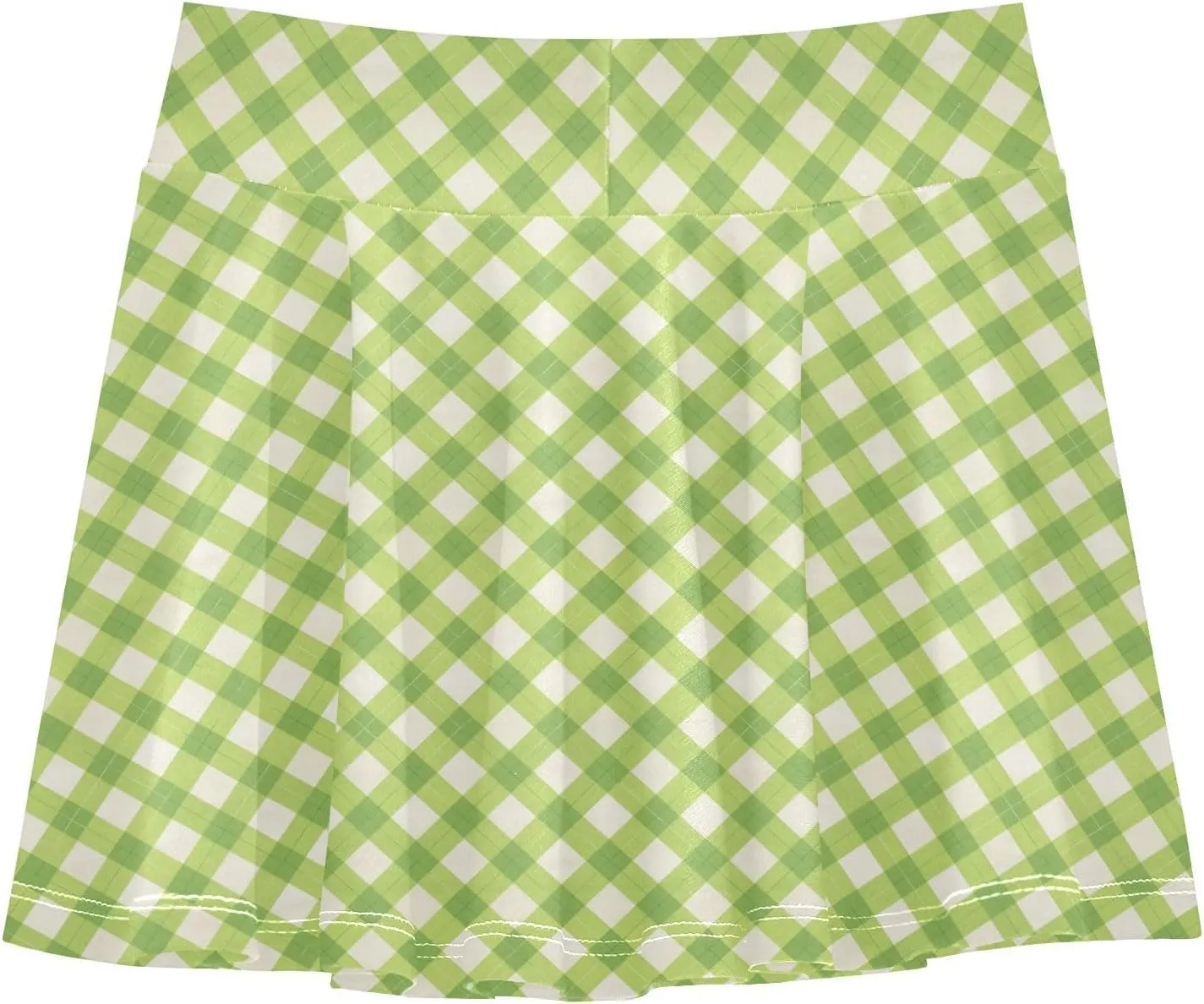 Gingham Plaid Girls Athletic Skirt with Shorts Flowy Skorts for Little Girl Cheerleading Skirts with Pockets 4-12Y
