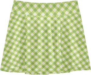 Gingham Plaid Girls Athletic Skirt with Shorts Flowy Skorts for Little Girl Cheerleading Skirts with Pockets 4-12Y