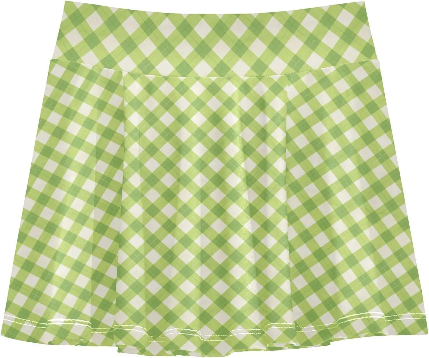 Gingham Plaid Girls Athletic Skirt with Shorts Flowy Skorts for Little Girl Cheerleading Skirts with Pockets 4-12Y