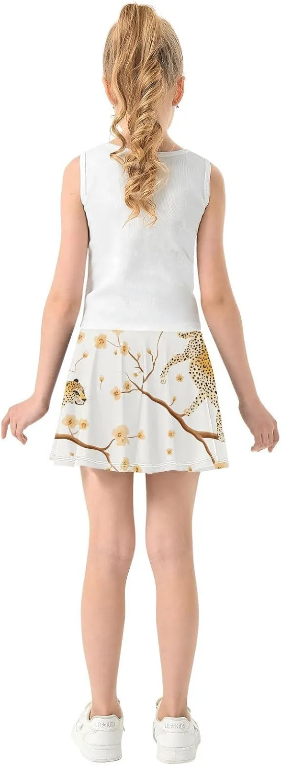 Girls Athletic Skorts with Built in Shorts Flowy Sports Skirts for Kids with Pockets