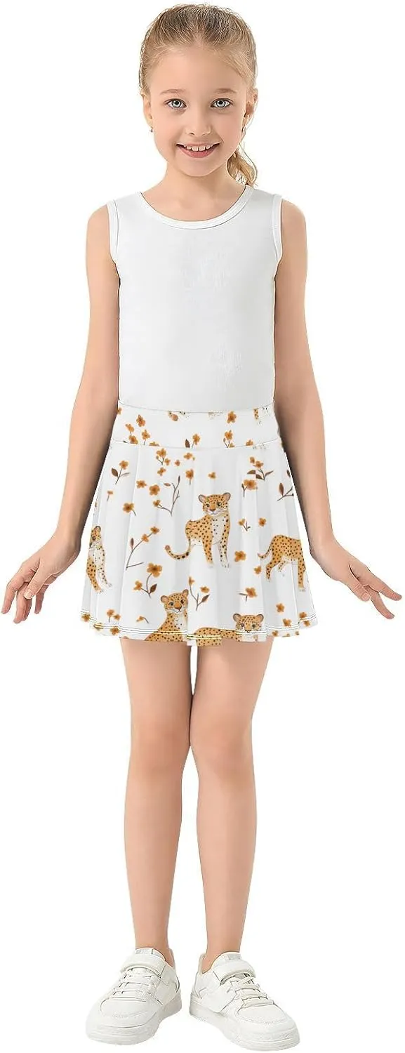 Girls Athletic Skorts with Built in Shorts Flowy Sports Skirts for Kids with Pockets