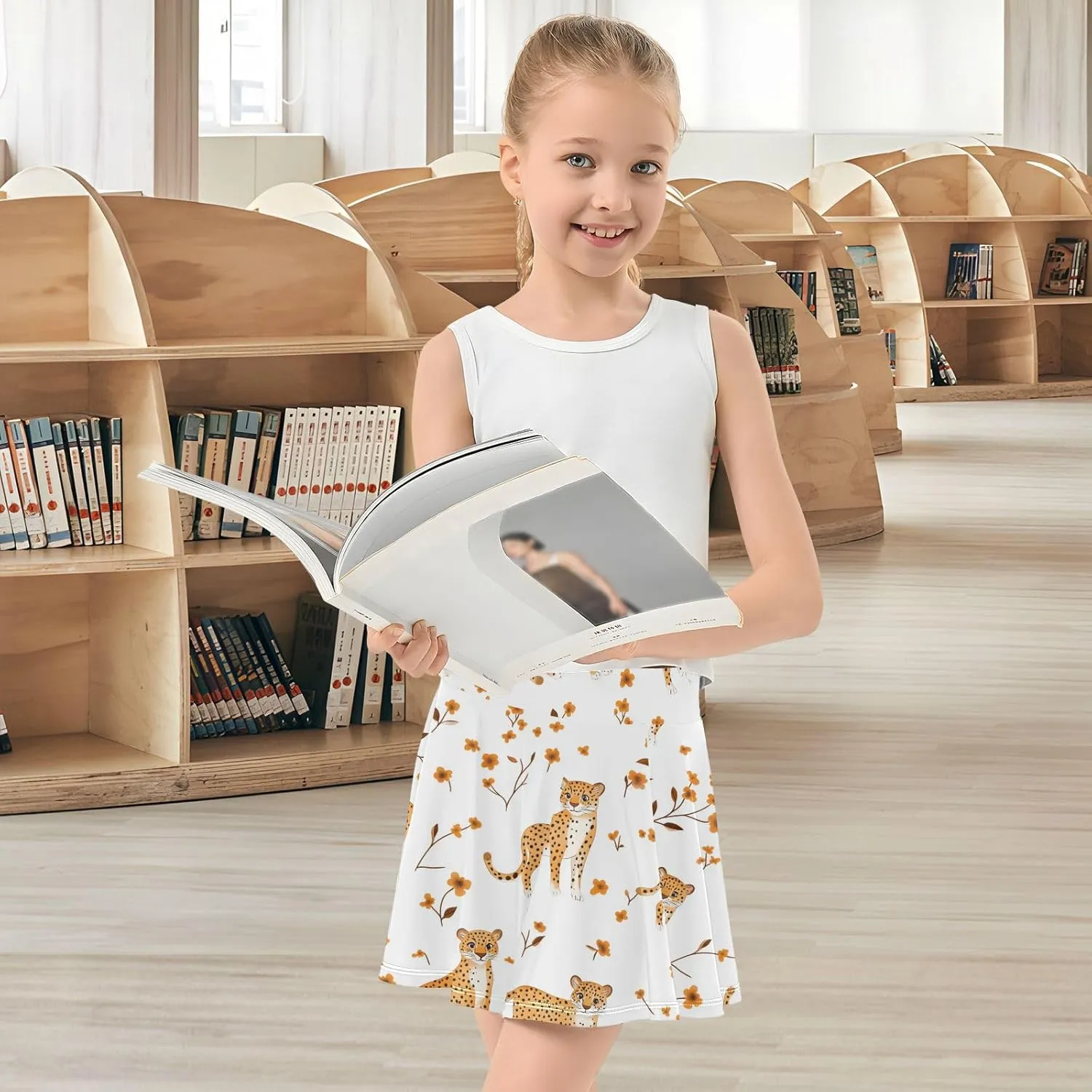 Girls Athletic Skorts with Built in Shorts Flowy Sports Skirts for Kids with Pockets