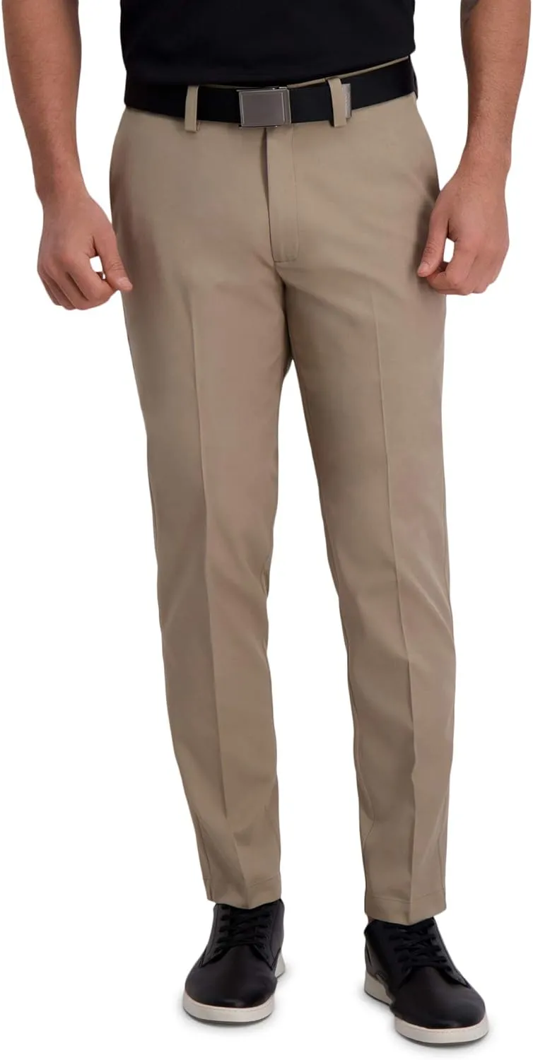 Haggar Men's Cool Right Performance Flex Stria Slim Fit Flat Front Pant