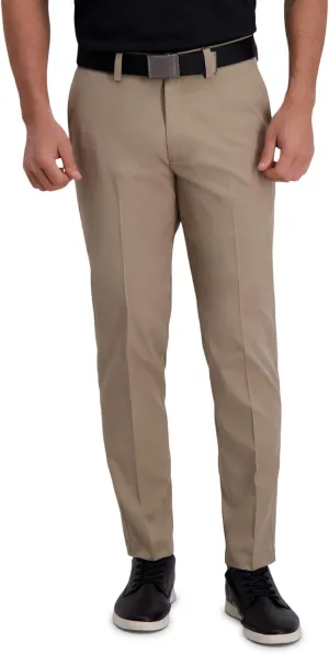 Haggar Men's Cool Right Performance Flex Stria Slim Fit Flat Front Pant