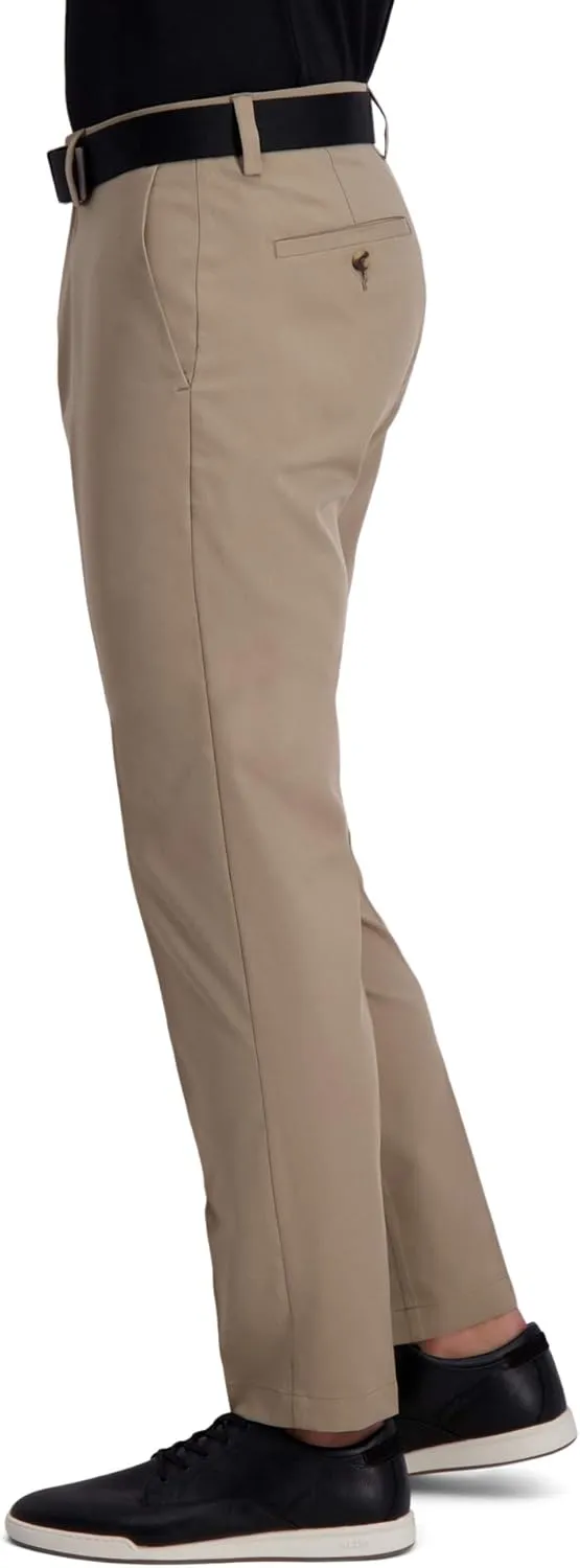 Haggar Men's Cool Right Performance Flex Stria Slim Fit Flat Front Pant