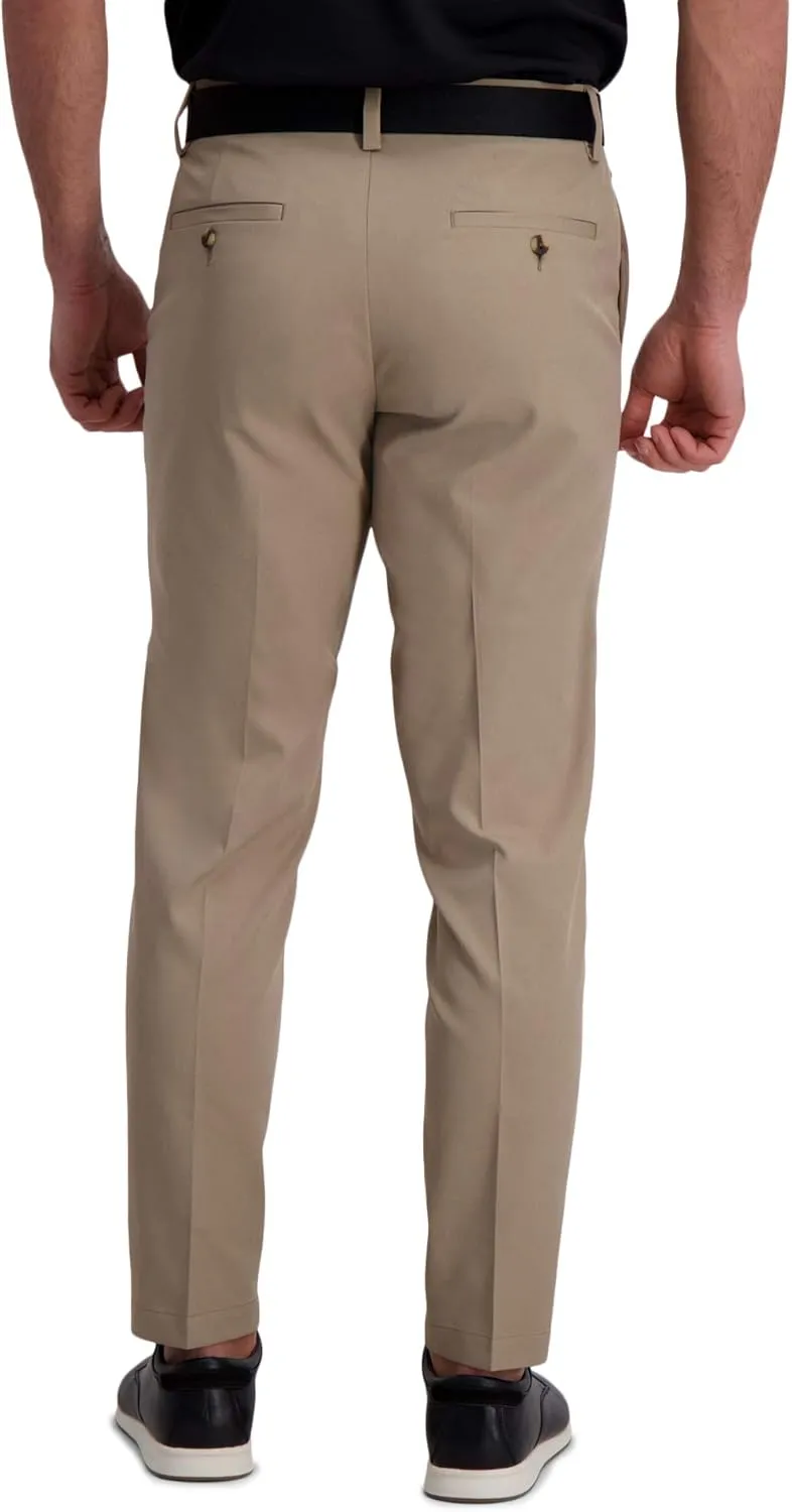 Haggar Men's Cool Right Performance Flex Stria Slim Fit Flat Front Pant