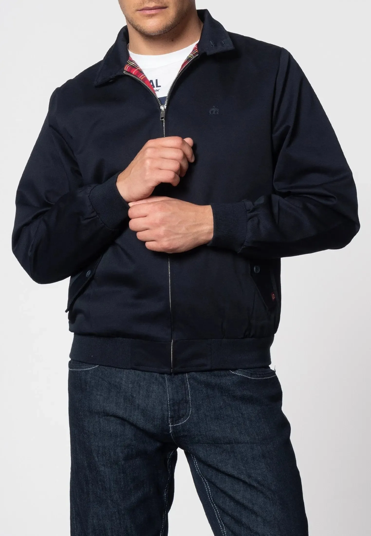 Harrington Cotton Jacket - Navy