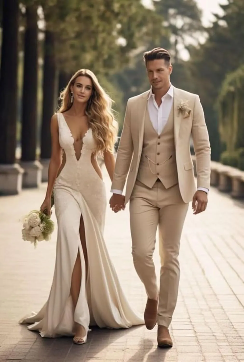 HUUTOE Men's 3 Piece Suits Slim Fit Wedding Groomsmen Prom Business Suit One Button Blazer Jacket Vest Pants Tuxedo Set